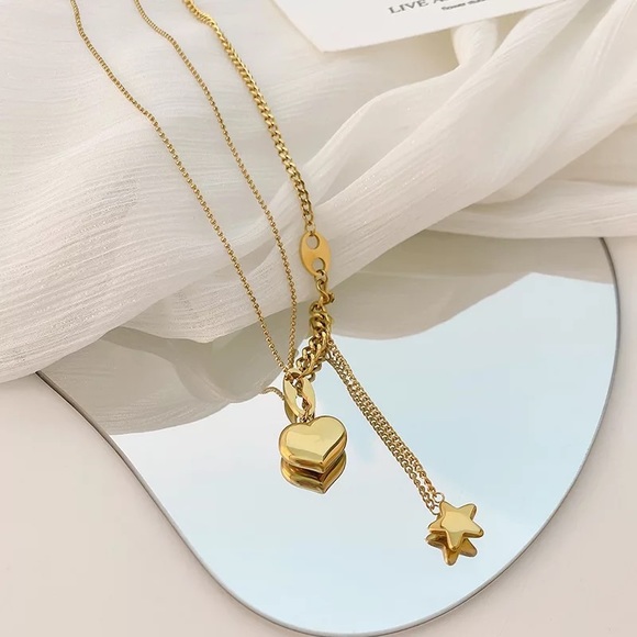 Zara Jewelry Zara Fine Gold Interlock Star Heart Coffee Bean Double